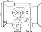 Brandwerend garnituur NW-443-1 RVS 60 voor deursterkte 42-78 mm PZ DIN links / r