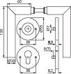 Garniture de rosette NW-402-1 acier inoxydable 60 en onglet PZ DIN à gauche / dr