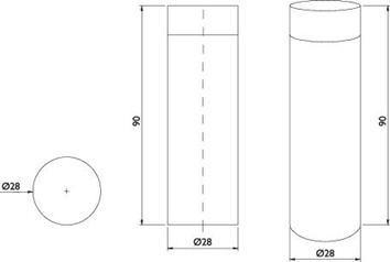 Wall door buffer stainless steel matt polished length 90 mm TECWERK