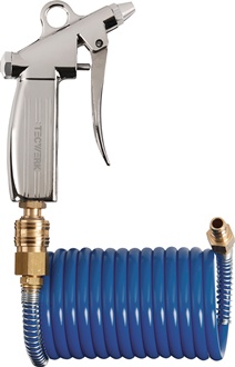 Spiralschlauch-Pistolen-Set ID 6mm AD 8mm L.5m blau Kuppl.DN 7,2 TECWERK