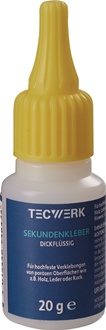Sekundenkleber dickflüssig 20g farblos Flasche TECWERK