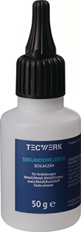 Sekundenkleber schlagzäh 50g schwarz Flasche TECWERK