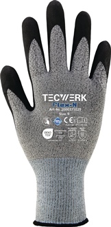 Handschuhe FlexN Gr.9 grau/schwarz EN 388 PSA II TECWERK