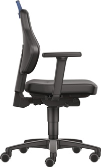 Werkdraaistoel wielen kunstleer zwart handvatkleur blauw 450-600 mm TECWERK