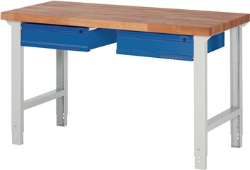 Werkbank Serie BK 650 B1.500xD700xH790-1.140 mm massief beuken lichtgrijs / gent
