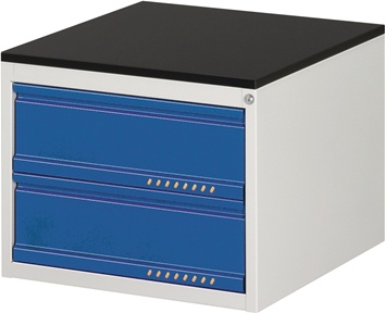 Armoire à tiroirs BK 650 H460xl580xP650 mm gris clair/bleu gentiane 2 tiroirs co