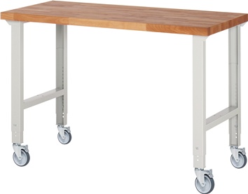 Werkbank B1500xT700xH950-1000mm Buche massiv lichtgrau TECWERK