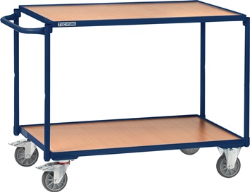 Table roulante 2 surf. de charg. L1000xl600 mm bleu pigeon,RAL 5014 cap. charge