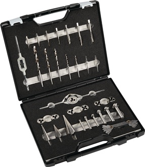 Metaalbewerkings-set M3-M12 33-delig HSS kunststof koffer TECWERK