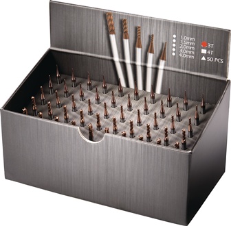 Schaftfräserset DIN6527 D.1/1,5/2/3/4mm Z.3 VHM TiSiN 50tlg.Krt.TECWERK