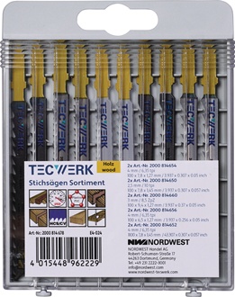 Assortiment de lames de scies sauteuses 10 pièces pour bois TECWERK