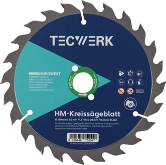 Handkreissägeblatt AD 235mm Z.24 WZ Schnitt-B.2,8mm TECWERK