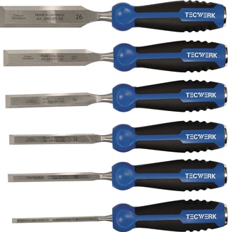 Stechbeitelsatz 6,10,12,16,20,26mm 2-K Heft.6-tlg.HO-Kasten TECWERK
