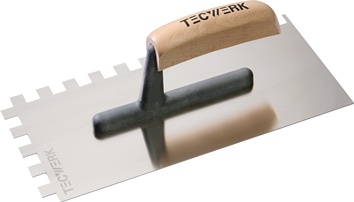 Smoothing trowel length 280 mm width 130 mm toothing 12x12 stainless, beech hand