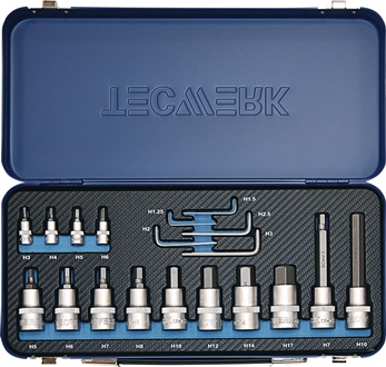 Steckschlüsselsatz 19-tlg.1/4+1/2 Zoll 1,25-17mm f.Innen-6-kant TECWERK