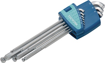 Jeu de clés mâles coudées 9 pcs. support en plastique SW de 1,5 à 10 mm branche