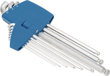 Jeu de clés mâles coudées 9 pcs. support en plastique SW de 1,5 à 10 mm branche