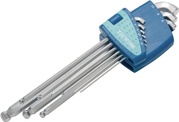 Jeu de clés mâles coudées 9 pcs. support en plastique SW de 1,5 à 10 mm branche