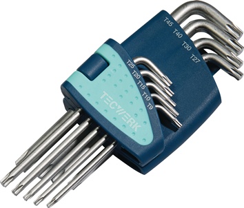 Offset screwdriver set 9-part T9–T45 plastic holder TECWERK