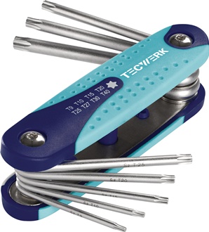 Schraubendrehersatz 8-tlg.Handklapphalter T9-T40 S2-Stahl TECWERK
