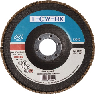 Fan-type disc dm 125 mm granulation 80 conical stainless steel ceramic grit CO