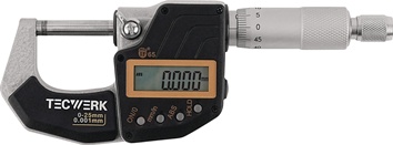 Mikrometr kabłąkowy DIN 863/1 IP65 0–25 mm digital TECWERK