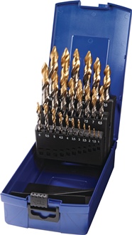 Spiralbohrersatz DIN 338 TypN D.1-13x0,5mm HSS TiN-kopfb.