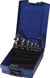 Kegelsenkersatz DIN 335C 90Grad 6,3-20,5mm HSS-Co TiAlN 6-tlg.Ku.-Kass.TECWERK