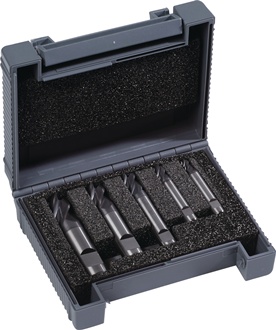 Schaftfräserset WN D.4/6/8/10/12mm Z.4 VHM TiAlN 5tlg.Ku.-Box TECWERK