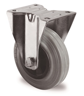 Bokwiel 100 mm 75 kg massief rubber rollager 105 x 80 mm polypropyleen PROMAT