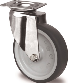 Zwenkwiel wiel d. 100 mm draagvermogen 100 kg met schroefplaat plaatbreedte 67 m