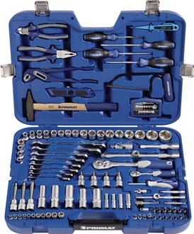 Valise de douilles/d'outillage à main 131 pièces avec clés polygonales à cliquet