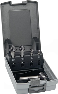 Jeu d’embouts à chanfreiner DIN 335 C 90 degr. 6,3-25 mm HSS-Co TiAlN coffret en