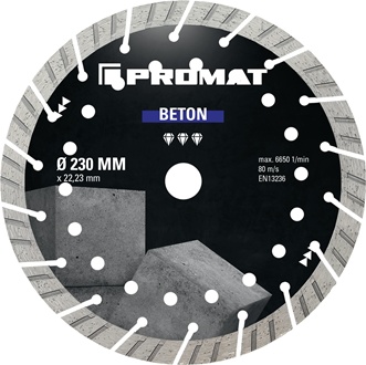 Diamentowa tarcza tnąca UNIWERSALNY BETON PRO śred. 230 mm otwór 22,23 mm wys. s