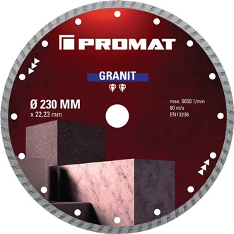 Diamentowa tarcza tnąca UNIWERSALNY GRANIT śred. 230 mm otwór 22,23 mm wys. segm