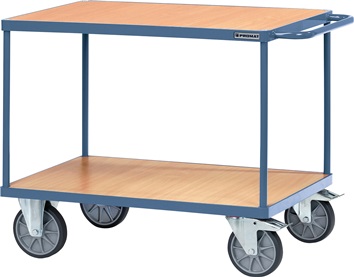 Table roulante 2 surf. de charg. L850xl500 mm bleu pigeon,RAL 5014 cap. charge 5