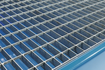Drip pan 215 l L1200xW800xH360mm sheet steel with mesh gentian blue, RAL 5010 TW
