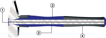 Bankhamer 1500 g steellengte 380 mm 3-componentensteel met stalen beschermhuls