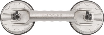 Ventouse de levage capacité de charge 80 kg D. tête 118 mm 2 têtes alu TECWERK