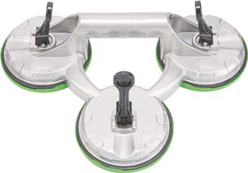 Ventouse de levage cap. charge 100 kg D. de la tête 118 mm 3 têtes alu TECWERK
