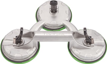 Ventouse de levage cap. charge 100 kg D. de la tête 118 mm 3 têtes alu TECWERK
