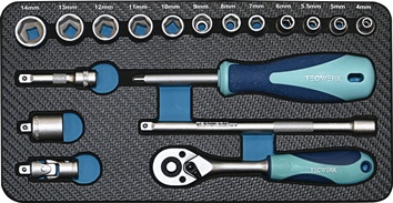 Dopsleutel-set 18-delig 1/4 inch sleutelwijdtes 4-14 mm aantal tanden 20 zeskant