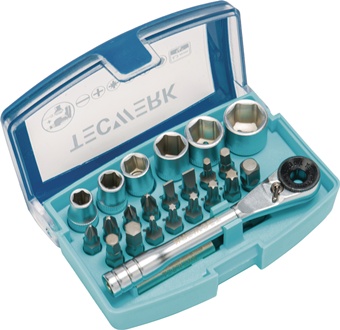 Bit/socket spanner set 24-part slot/PH/PZD/T/ratchet/6 sockets TECWERK