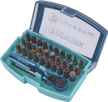 Assortiment d'embouts 33 pièces fente/PH/PZD/T/6 pans/cliquets à embout TECWERK