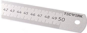 Stalen liniaal lengte 500 mm staal buigzaam verdeling A = mm/ mm TECWERK