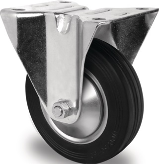Bokwiel wiel d. 160 mm draagvermogen 135 kg massief rubber plaat L135xB110 mm PR