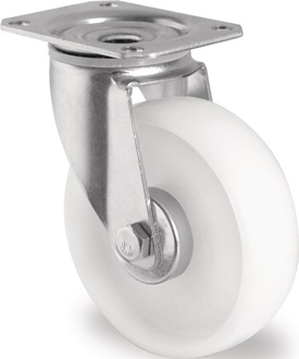 Rouleau de renvoi D. de la roue 150 mm cap. charge 300 kg polyamide plaque L135x
