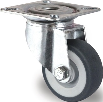 Rouleau de renvoi roue D. 100 mm grise cap. charge 100 kg avec plaque à visser p