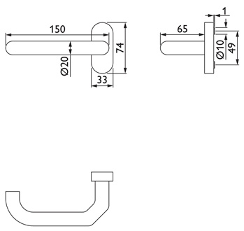 Brandwerend klinkgatdeel NW-591-1 RVS 60 gebogen vierkant 9 mm TECWERK