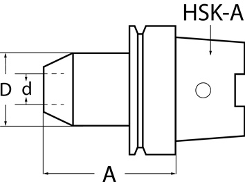 Mandrin de serrage à méplat DIN 69893A Weldon D. de serrage 8 mm HSK-A63 longueu